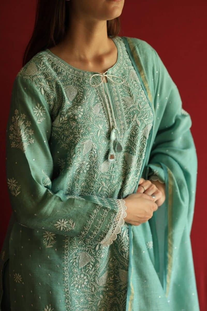 Roheen Ready To Wear Moonga Silk Kurta Dupatta Set