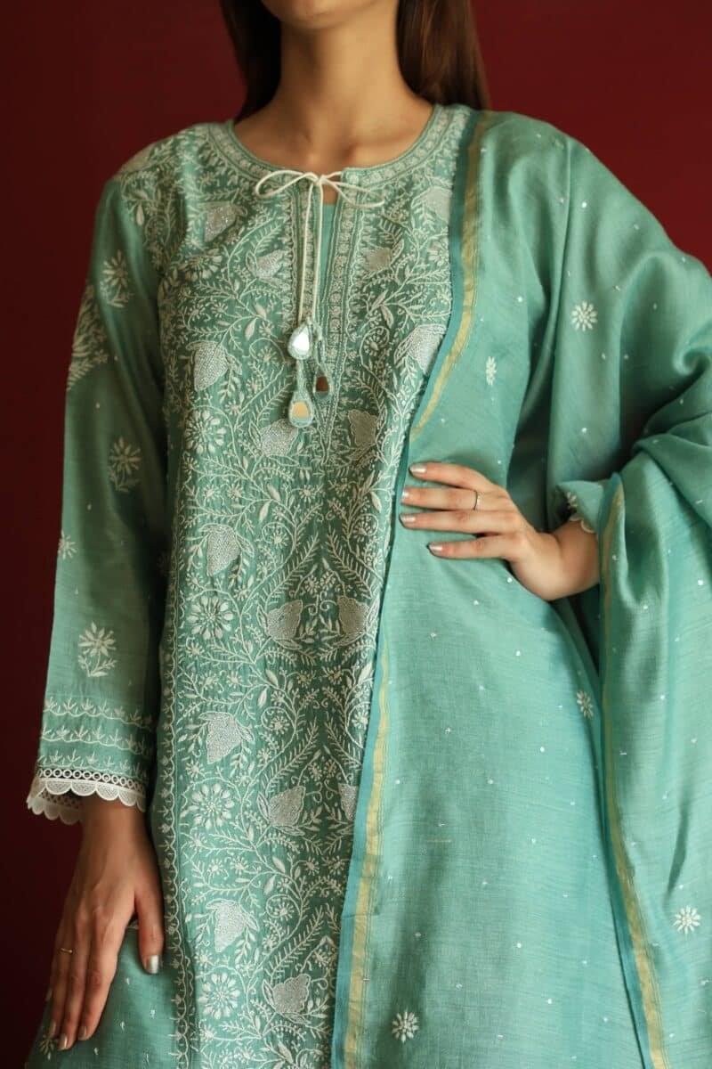 Roheen Ready To Wear Moonga Silk Kurta Dupatta Set