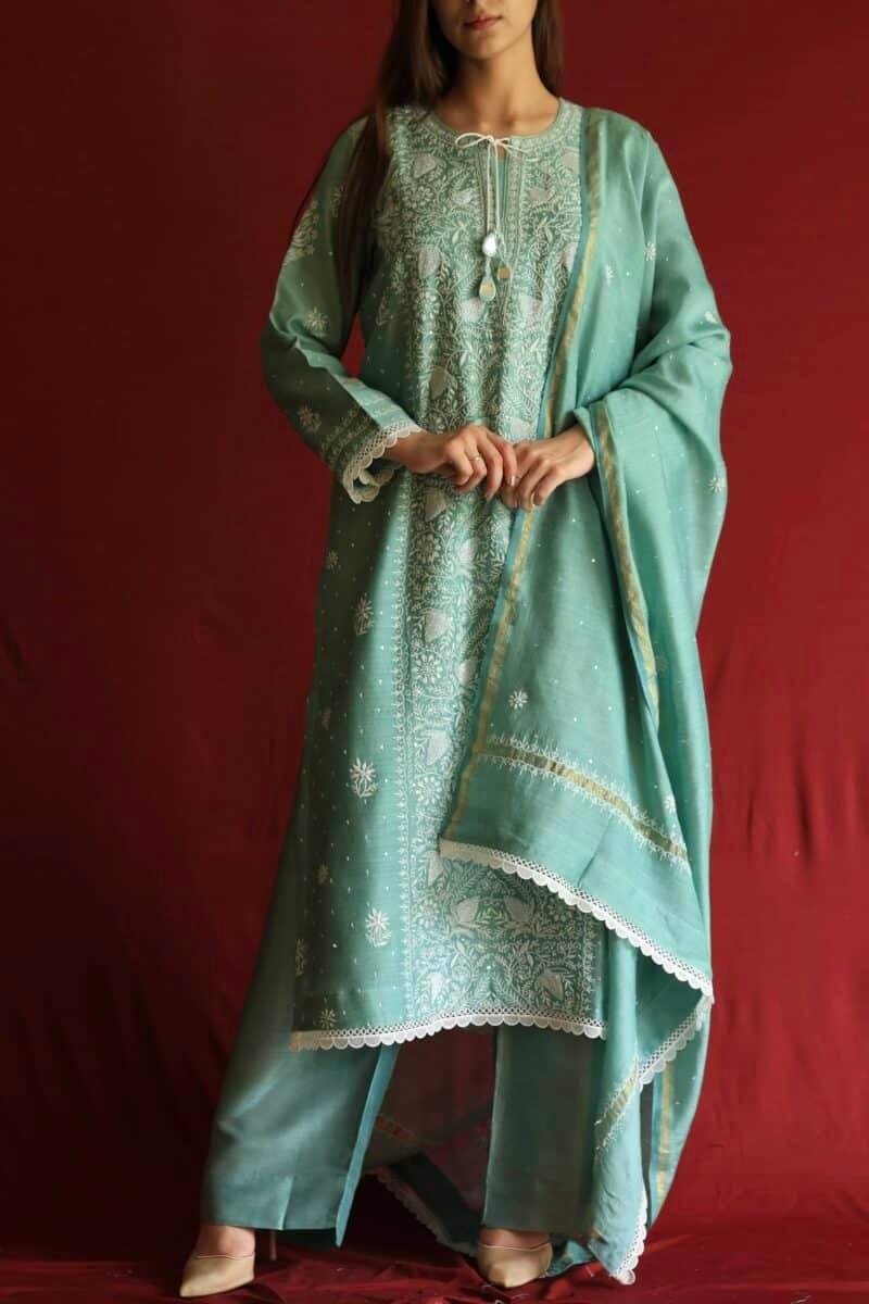 Roheen Ready To Wear Moonga Silk Kurta Dupatta Set