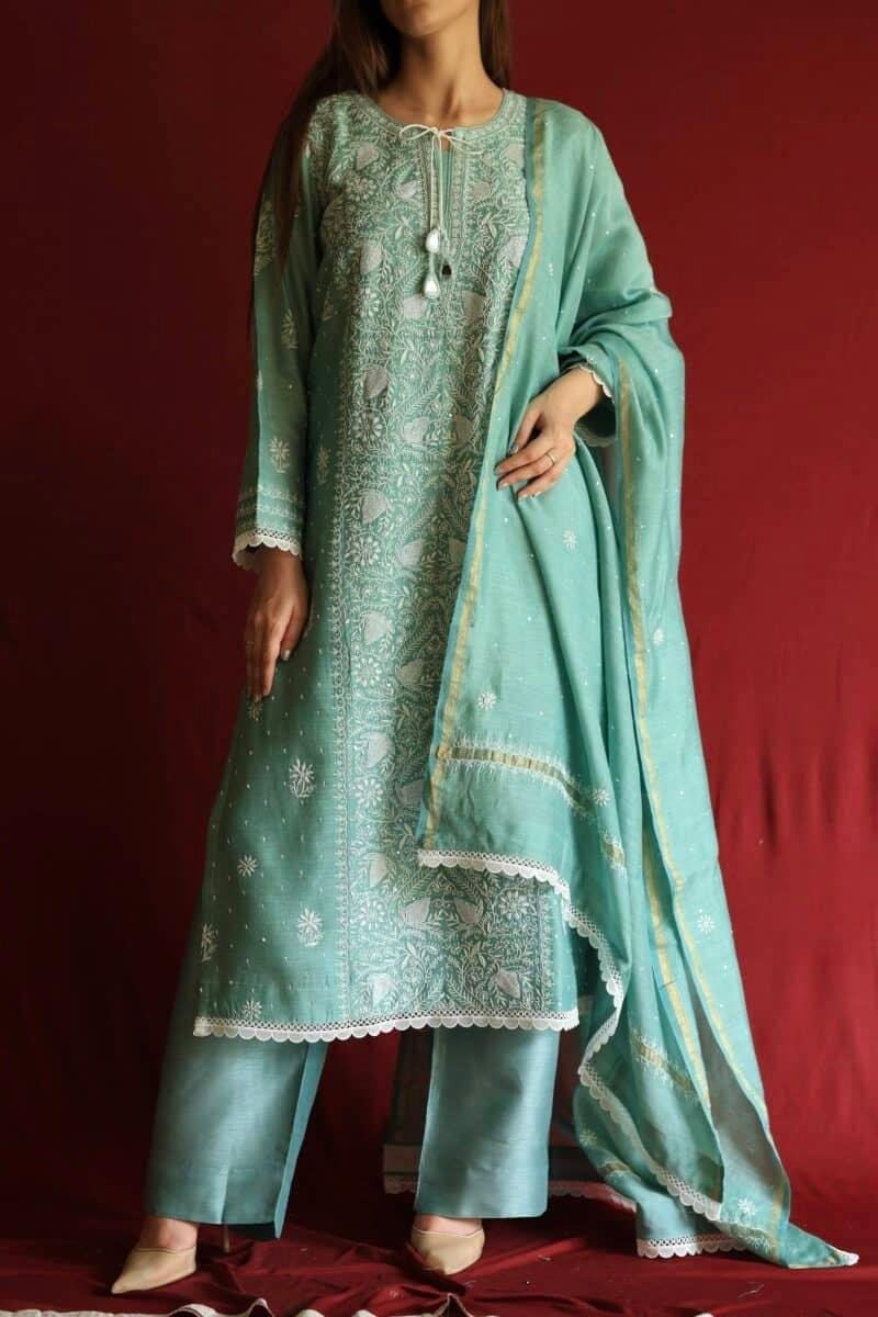 Roheen Ready To Wear Moonga Silk Kurta Dupatta Set