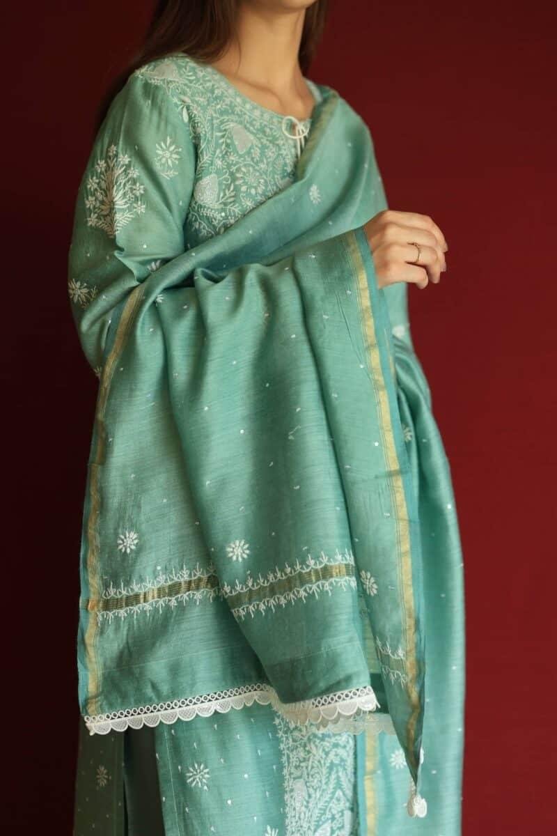 Roheen Ready To Wear Moonga Silk Kurta Dupatta Set