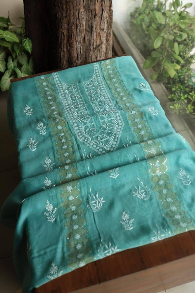 Daraz Chanderi Chikankari Kurta Fabrics