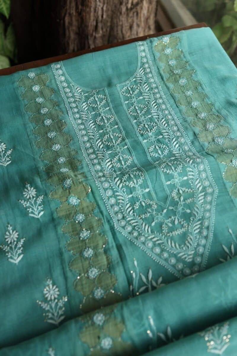 Daraz Chanderi Chikankari Kurta Fabrics